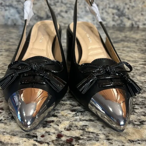 Adrienne Vittadini Chrome Toe Slingback Shoes
