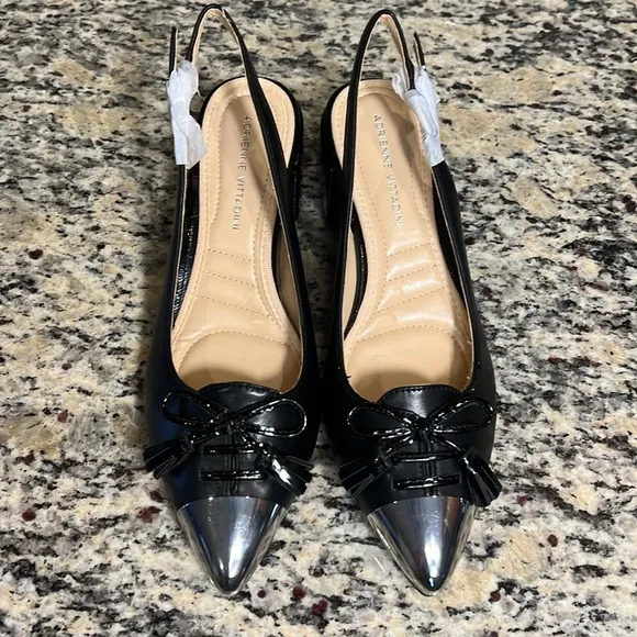 Adrienne Vittadini Chrome Toe Slingback Shoes
