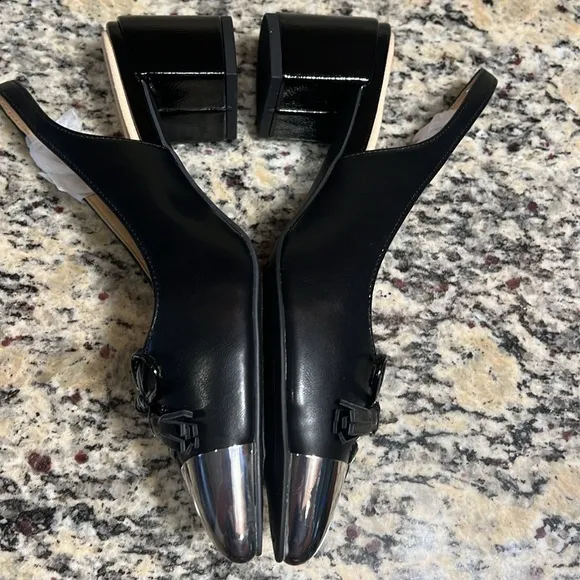 Adrienne Vittadini Chrome Toe Slingback Shoes