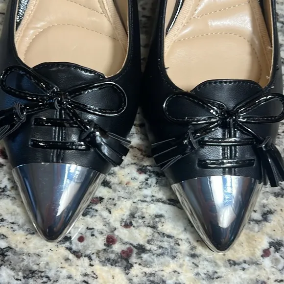 Adrienne Vittadini Chrome Toe Slingback Shoes