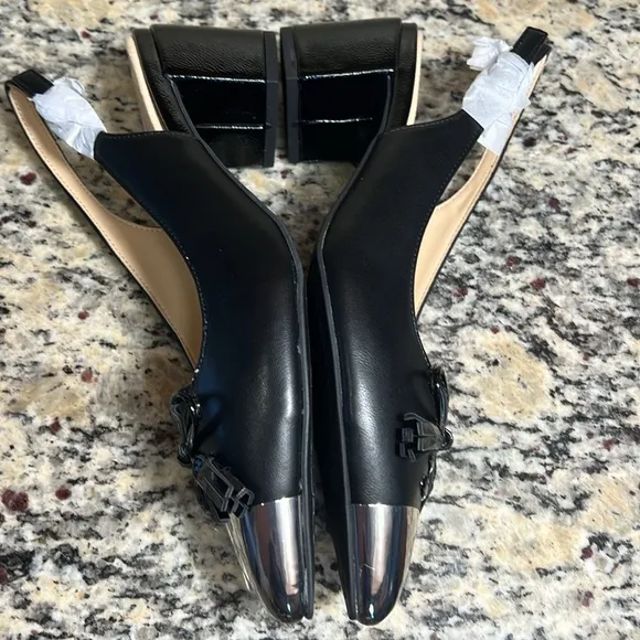 Adrienne Vittadini Chrome Toe Slingback Shoes