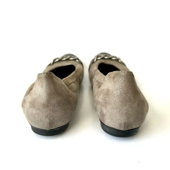 AGL Ginger Snakeskin Cap Toe Metallic Ballet Flats Taupe size 9.5 / 39.5