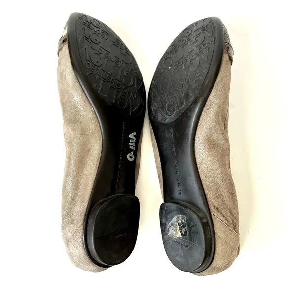 AGL Ginger Snakeskin Cap Toe Metallic Ballet Flats Taupe size 9.5 / 39.5
