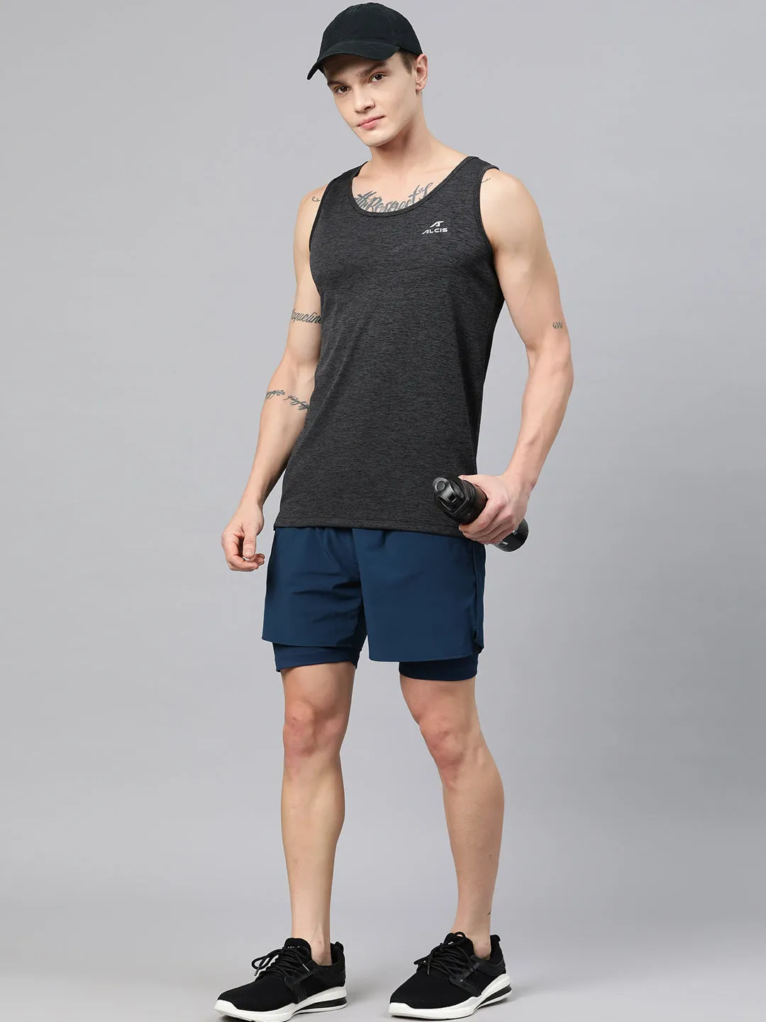 Alcis Men Brand Logo Printed Anti Static Slim Fit T-shirt