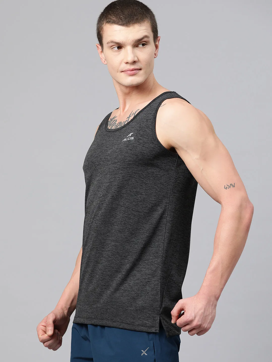 Alcis Men Brand Logo Printed Anti Static Slim Fit T-shirt