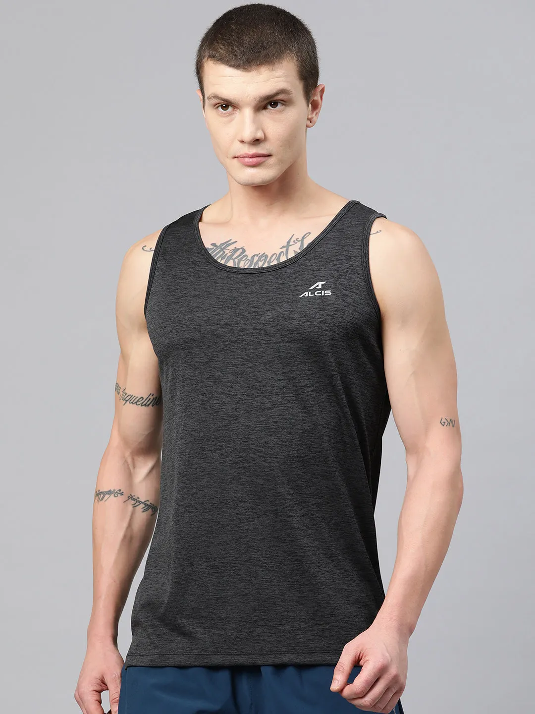 Alcis Men Brand Logo Printed Anti Static Slim Fit T-shirt