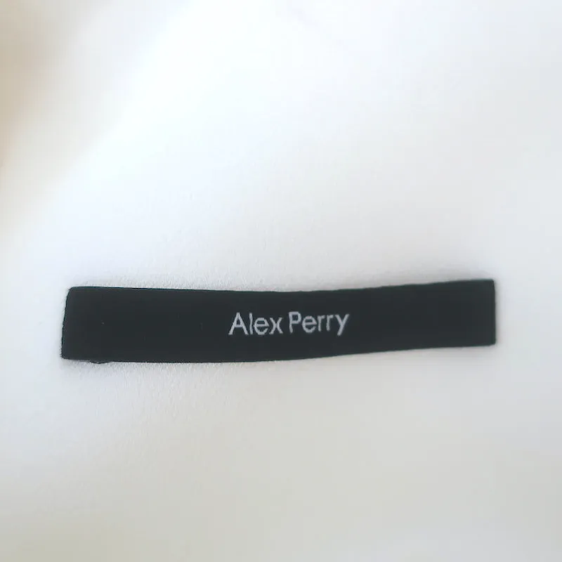 Alex Perry Pearson Balloon-Sleeve Midi Dress White Crepe Size AU 10/ US 6