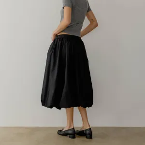 All Row | Cotton Midi Bubble Skirt in Black