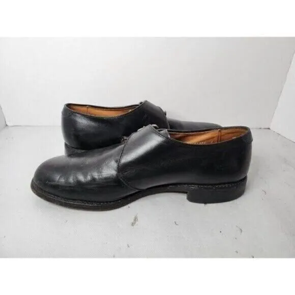 ALLEN Edmonds Mens Dress Shoes Size 9.5 Garner Black Leather Buckle Monk Strap