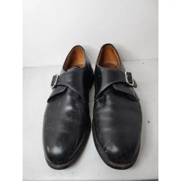 ALLEN Edmonds Mens Dress Shoes Size 9.5 Garner Black Leather Buckle Monk Strap