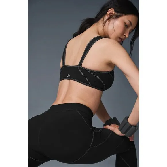 ALO Yoga Alosoft Sunray Bra in Black White