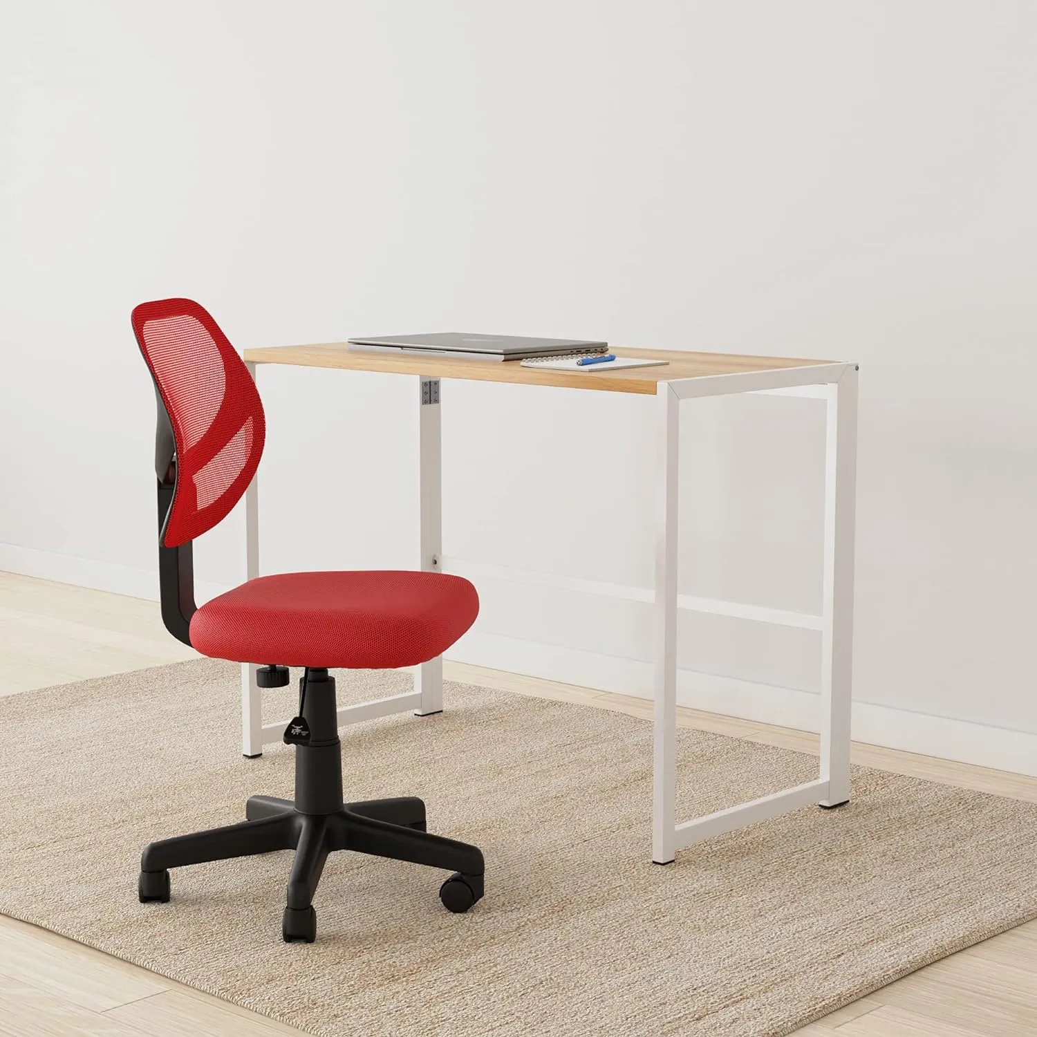 Amazon Basics Low-Back Office Computer Task Chair with Breathable Mesh Back and Upholstered Pneumatic Swivel Seat