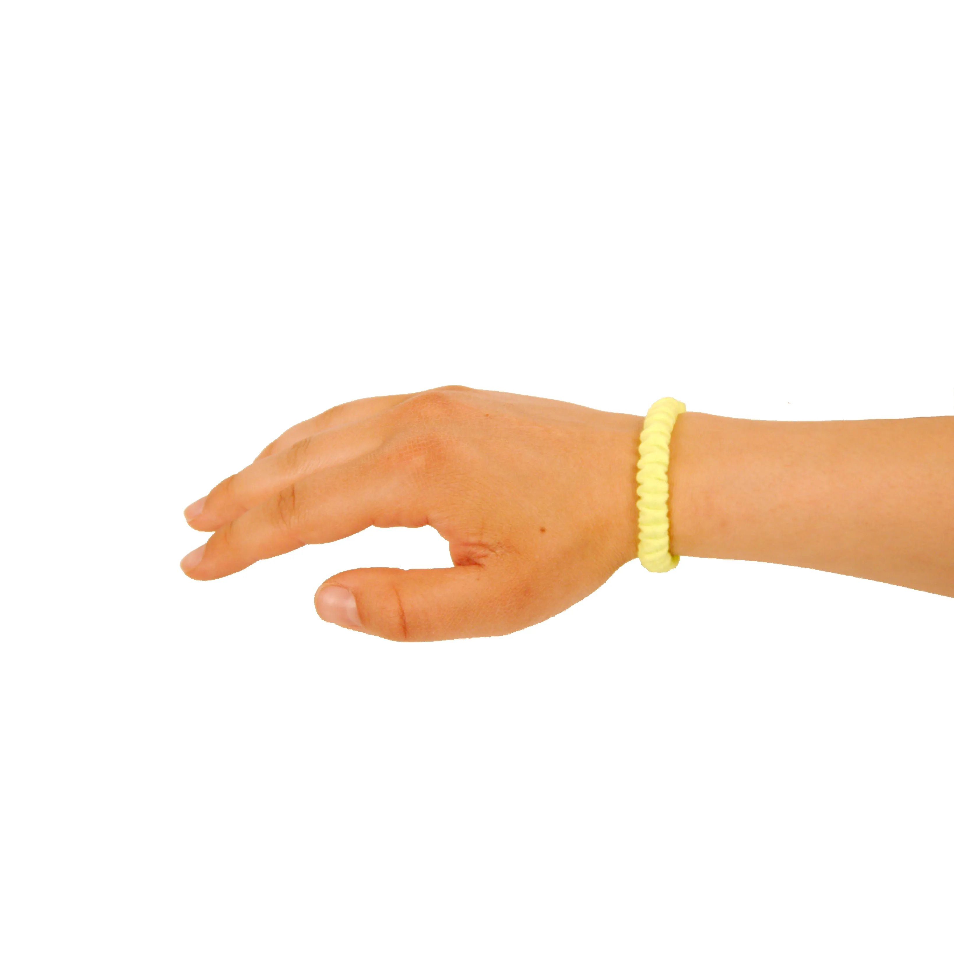 Amelia Beauty, Neon Yellow Skinny Jersey Scrunchies, 2.125in Diameter, Gentle on Hair, Strong Hold, No Snag, No Dents or Creases. 12 Pack