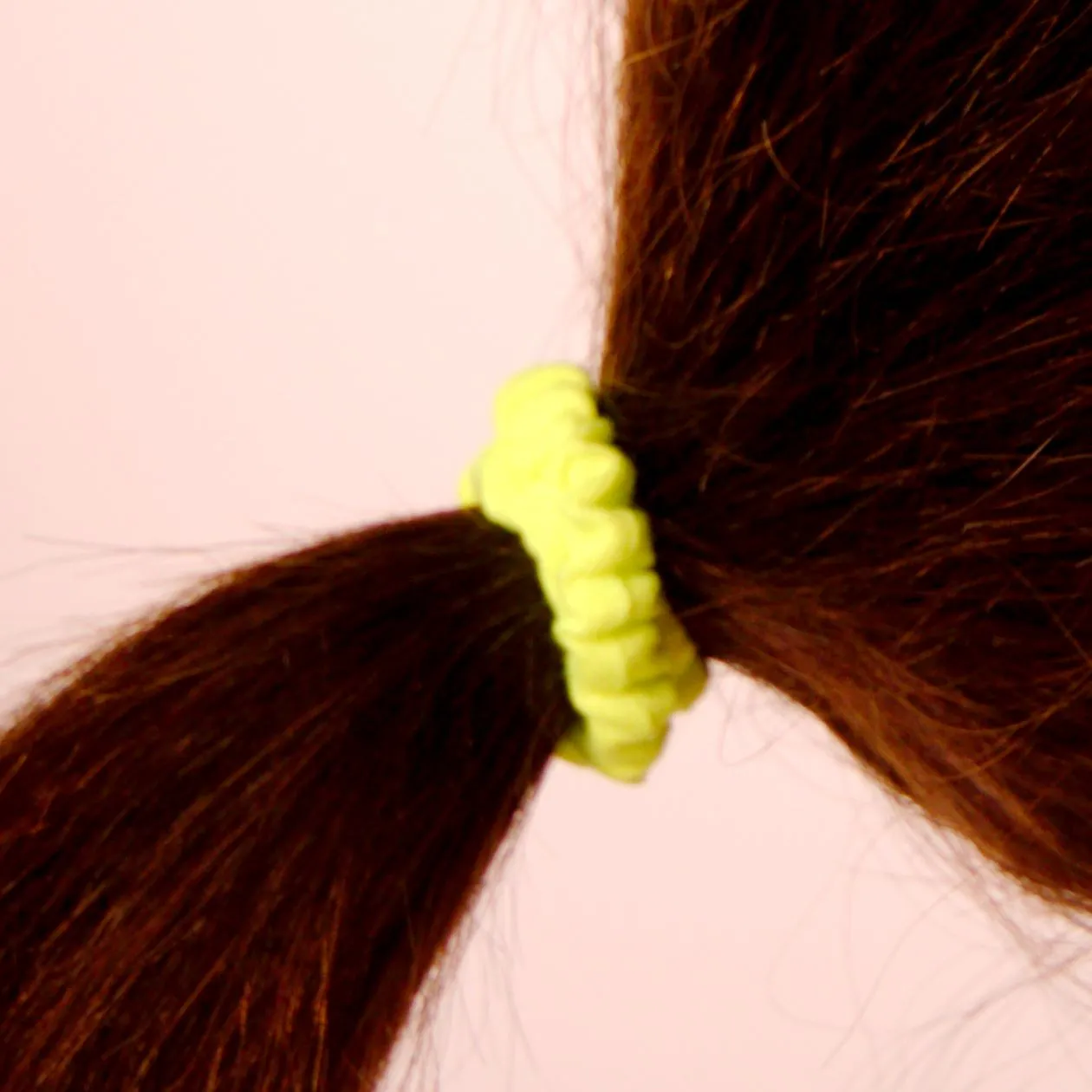 Amelia Beauty, Neon Yellow Skinny Jersey Scrunchies, 2.125in Diameter, Gentle on Hair, Strong Hold, No Snag, No Dents or Creases. 12 Pack