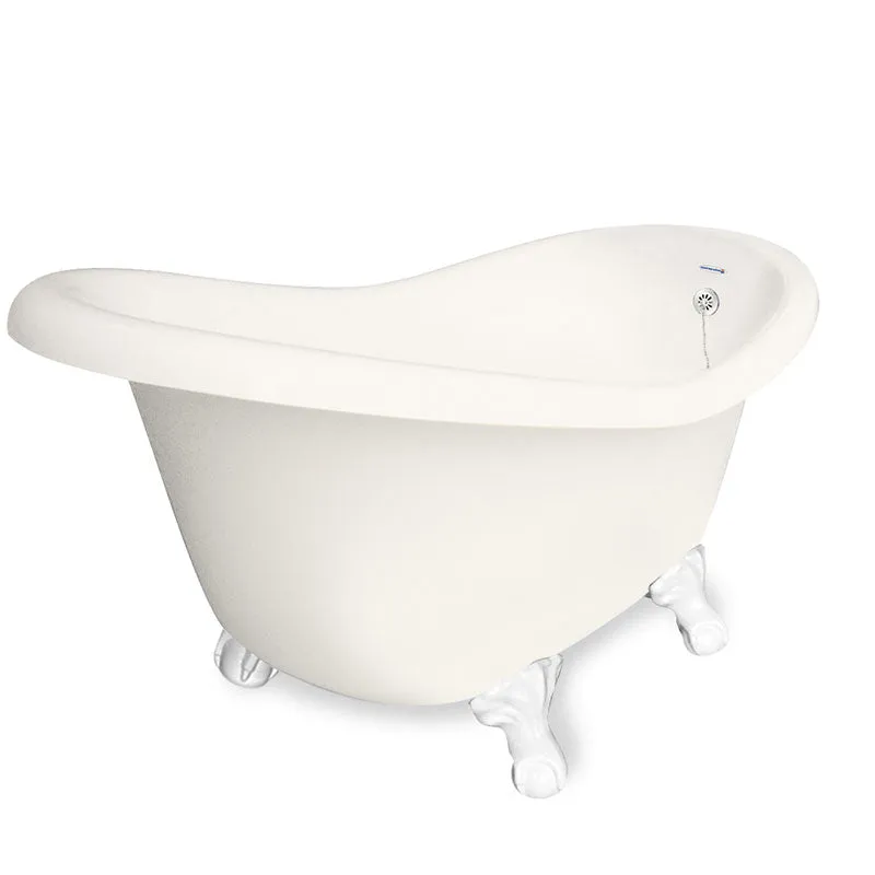 American Bath Factory Ascot 60" Bisque AcraStone Tub & Drain, 7" Faucet Holes