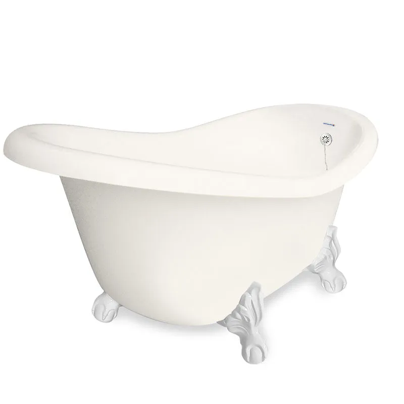 American Bath Factory Ascot 60" Bisque AcraStone Tub & Drain, 7" Faucet Holes