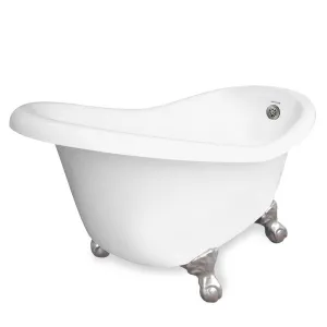 American Bath Factory Ascot 60" White AcraStone Tub & Drain, No Faucet Holes