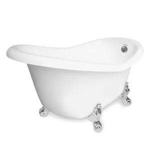 American Bath Factory Ascot 60" White AcraStone Tub & Drain, No Faucet Holes