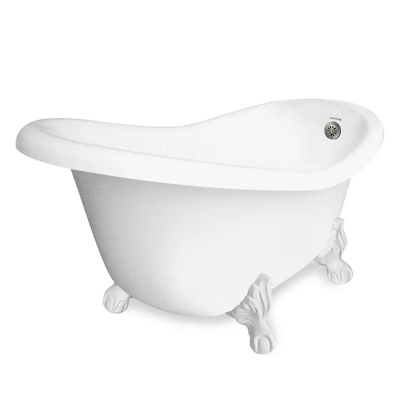 American Bath Factory Ascot 60" White AcraStone Tub & Drain, No Faucet Holes