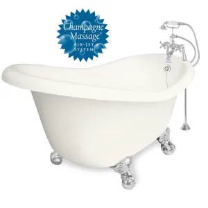 American Bath Factory Champagne Ascot 60" Bisque AcraStone Package