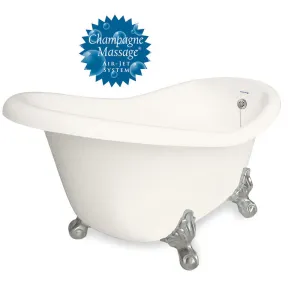 American Bath Factory Champagne Ascot 60" Bisque AcraStone Tub & Drain , 7" Faucet Holes