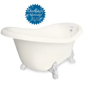 American Bath Factory Champagne Ascot 60" Bisque AcraStone Tub & Drain , 7" Faucet Holes
