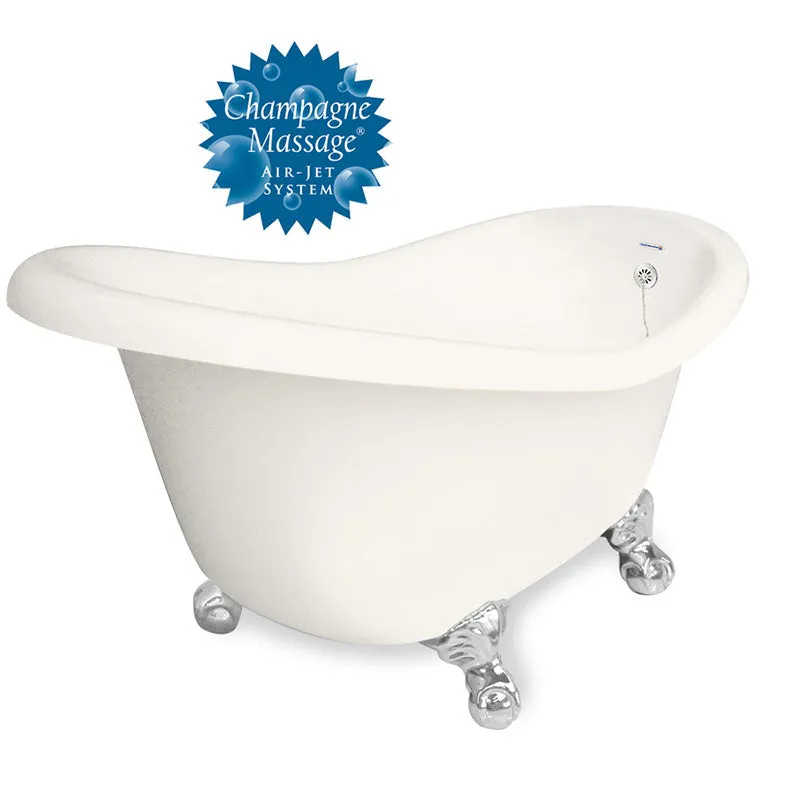 American Bath Factory Champagne Ascot 60" Bisque AcraStone Tub & Drain, No Faucet Holes