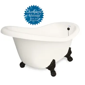 American Bath Factory Champagne Ascot 60" Bisque AcraStone Tub & Drain, No Faucet Holes