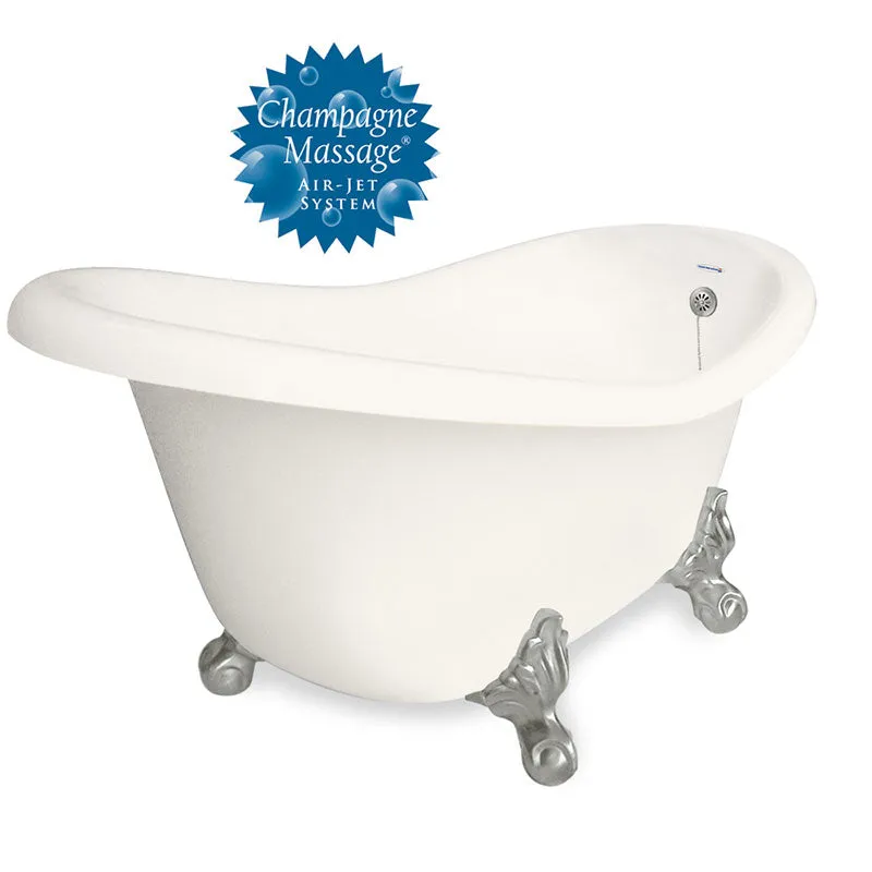 American Bath Factory Champagne Ascot 60" Bisque AcraStone Tub & Drain, No Faucet Holes