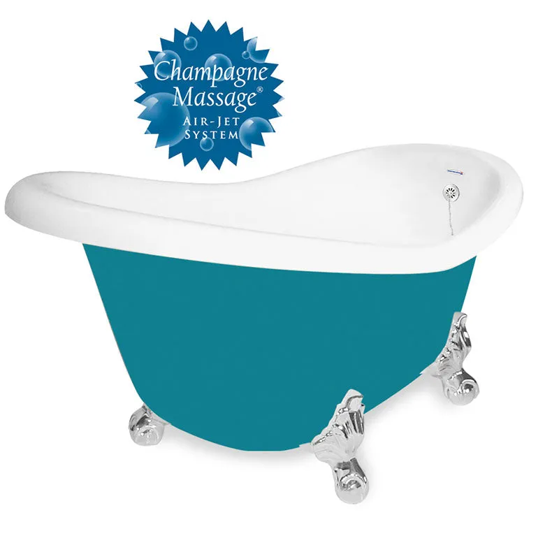 American Bath Factory Champagne Ascot 60" Splash of Color AcraStone Tub & Drain , No Faucet Holes