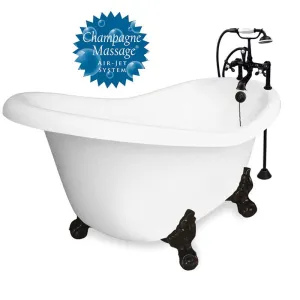American Bath Factory Champagne Ascot 60" White AcraStone Package
