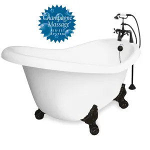 American Bath Factory Champagne Ascot 60" White AcraStone Package