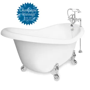 American Bath Factory Champagne Ascot 60" White AcraStone Package