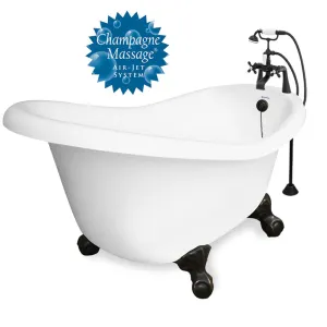 American Bath Factory Champagne Ascot 60" White AcraStone Package