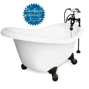 American Bath Factory Champagne Ascot 60" White AcraStone Package