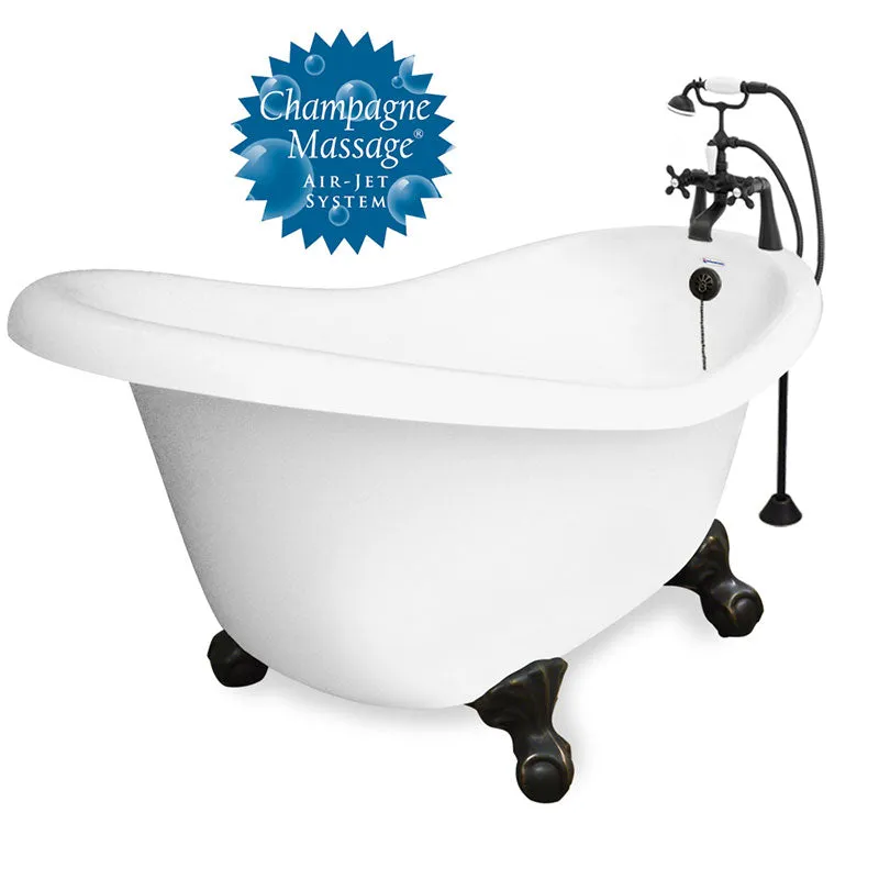 American Bath Factory Champagne Ascot 60" White AcraStone Package