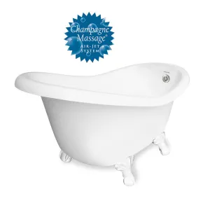 American Bath Factory Champagne Ascot 60" White AcraStone Tub & Drain, 7" Faucet Holes