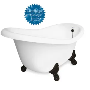 American Bath Factory Champagne Ascot 60" White AcraStone Tub & Drain , 7" Faucet Holes