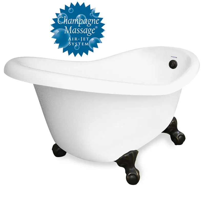 American Bath Factory Champagne Ascot 60" White AcraStone Tub & Drain, 7" Faucet Holes