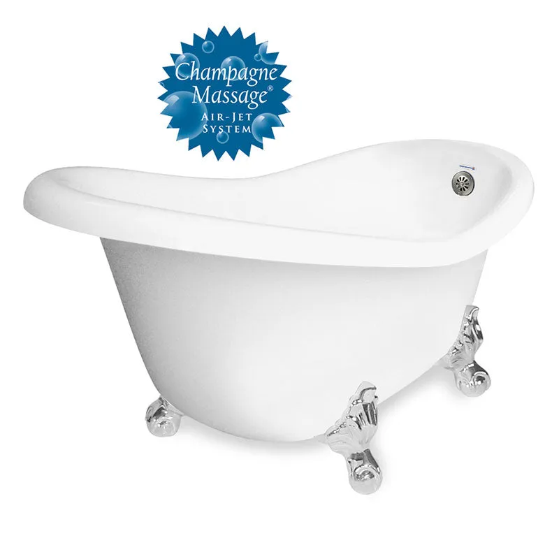 American Bath Factory Champagne Ascot 60" White AcraStone Tub & Drain , 7" Faucet Holes