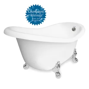 American Bath Factory Champagne Ascot 60" White AcraStone Tub & Drain , 7" Faucet Holes