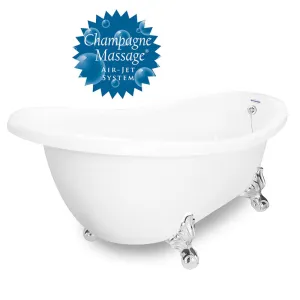 American Bath Factory Champagne Churchill 71" White AcraStone Tub & Drain , 7" Faucet Holes