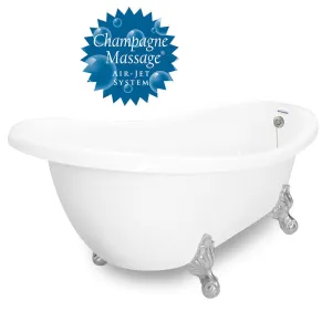 American Bath Factory Champagne Churchill 71" White AcraStone Tub & Drain , 7" Faucet Holes