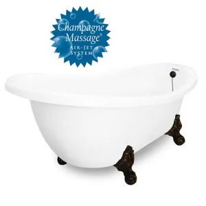 American Bath Factory Champagne Churchill 71" White AcraStone Tub & Drain , 7" Faucet Holes