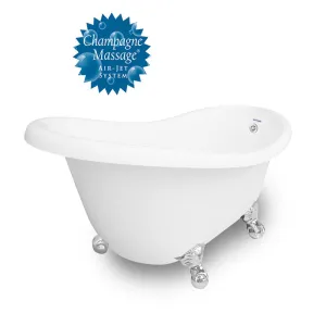 American Bath Factory Champagne Marilyn 67" White AcraStone Tub & Drain, 7" Faucet Holes