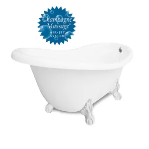 American Bath Factory Champagne Marilyn 67" White AcraStone Tub & Drain , 7" Faucet Holes