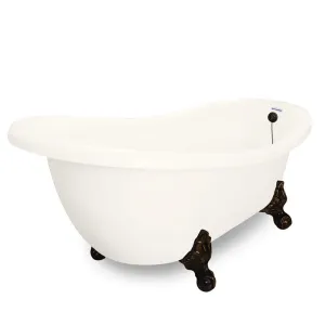 American Bath Factory Churchill 71" Bisque AcraStone Tub & Drain, 7" Faucet Holes