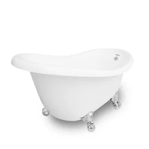 American Bath Factory Marilyn 67" White AcraStone Tub & Drain, No Faucet Holes