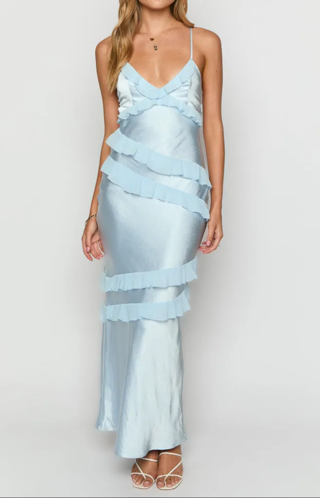 Andrea blue maxi dress with ruffles 