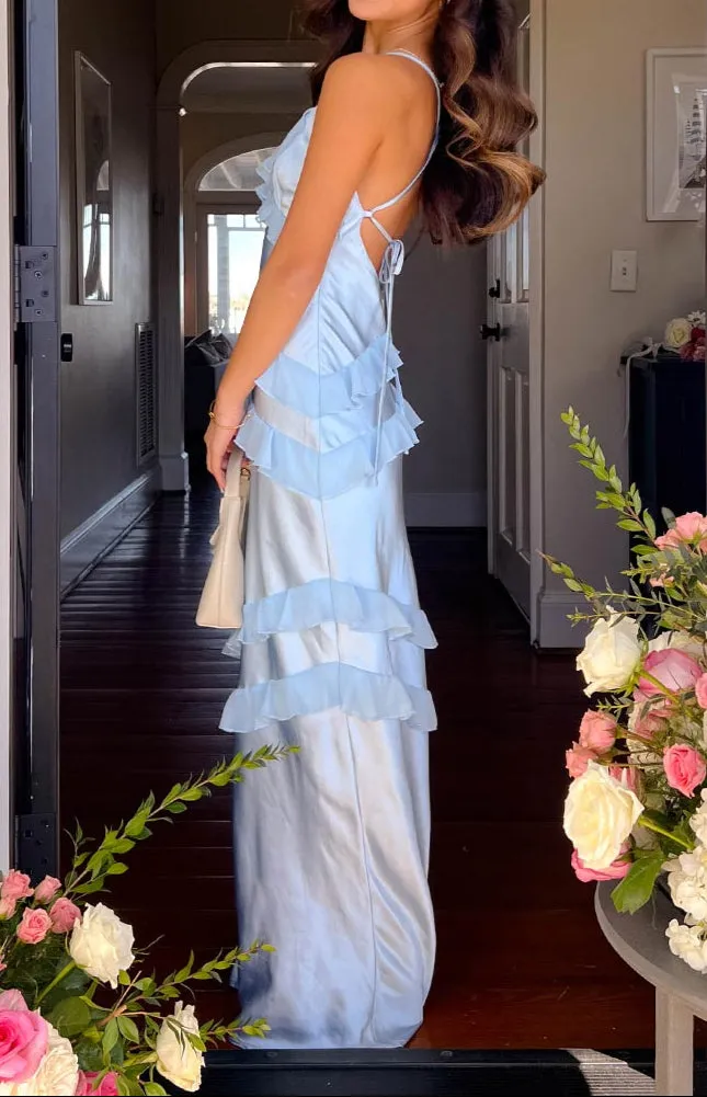 Andrea blue maxi dress with ruffles 